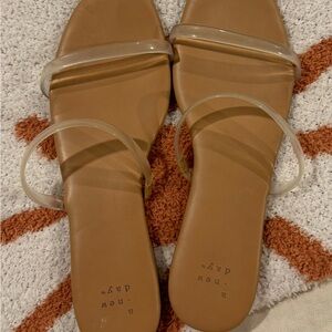a new day Tan Sandals with Strappy Design and Cushioned Sole